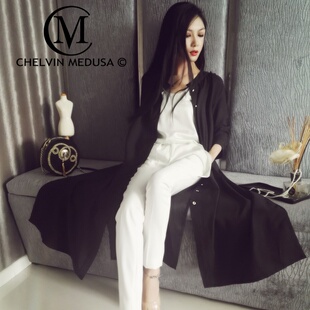 外套防晒雪纺衬衣长款 宽松chic衬衫 女 欧洲站黑色半袖 2021新款