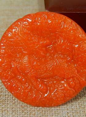 缅甸A货翡翠原石半明料玉石毛料大马坎满色红翡麒麟牌子挂件 V264