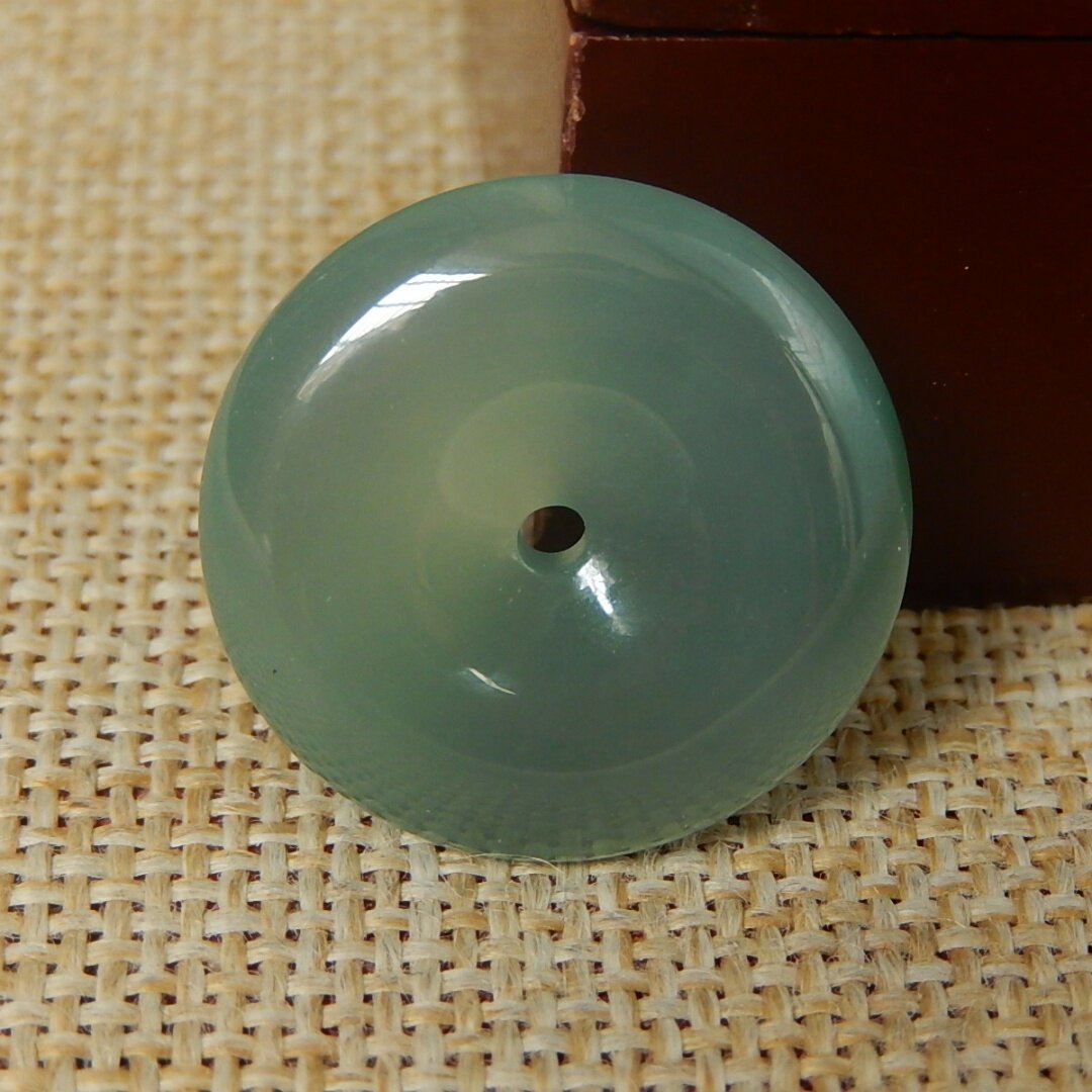 缅甸天然A货翡翠原石明料玉石毛料冰糯种蓝水平安扣挂件吊坠V1200