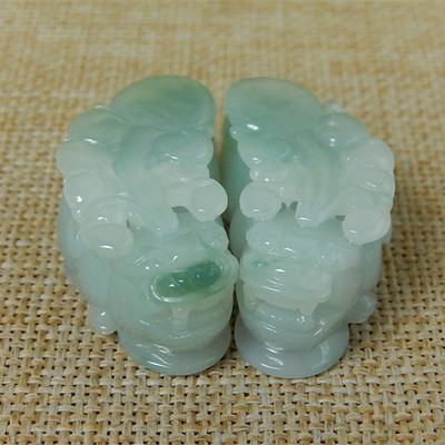 缅甸天然A货翡翠飘花貔貅挂件