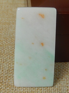 缅甸天然A货翡翠原石明料玉石冰糯种洒金飘绿片料无事牌挂件K8783