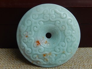 缅甸天然A货翡翠原石明料玉石毛料成品洒金花仿古平安扣挂件F6640