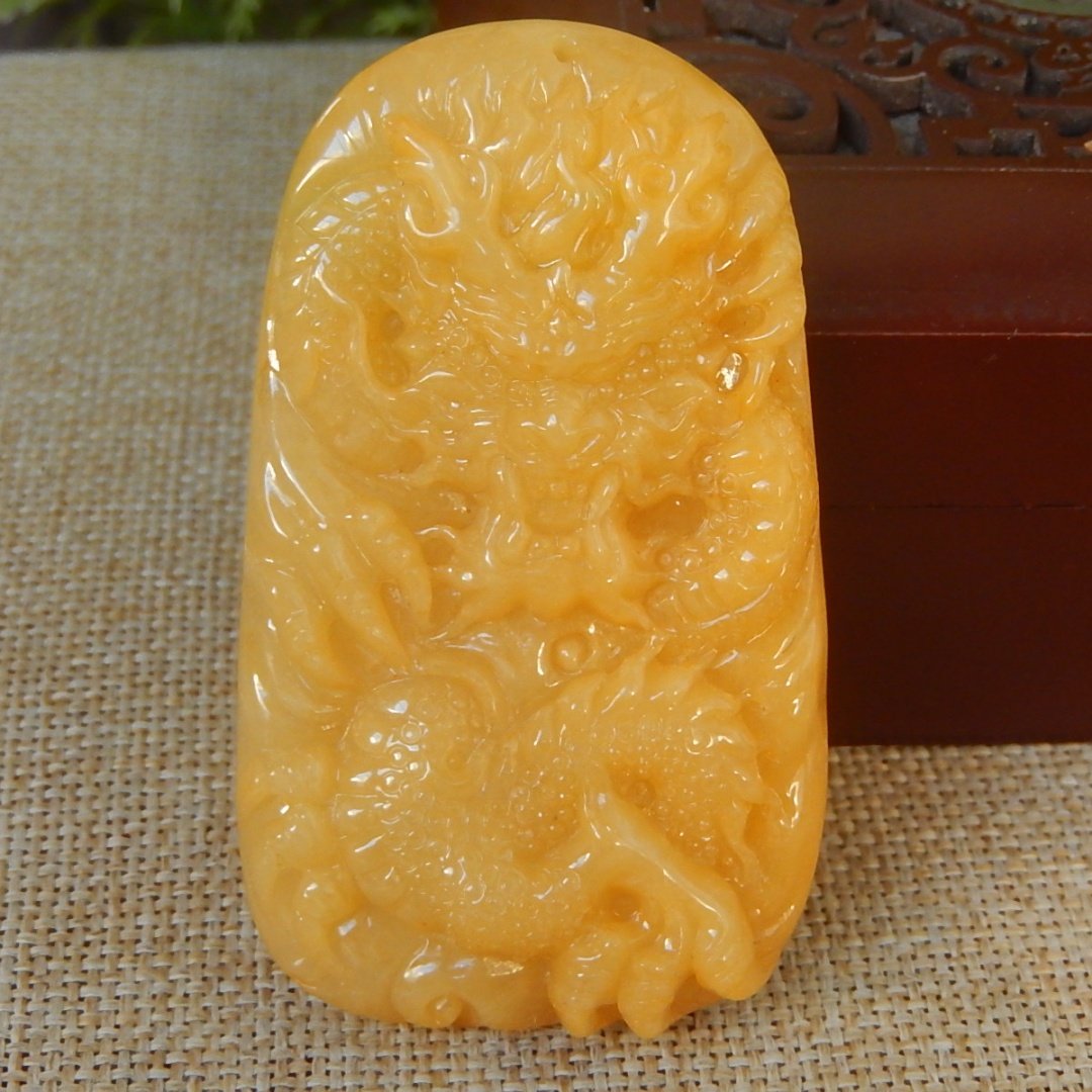 缅甸A货翡翠原石半明料玉石毛料老坑大马坎满色黄翡龙牌挂件K9405