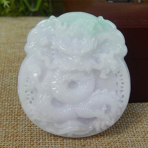 缅甸天然A货翡翠玉石飘绿龙牌