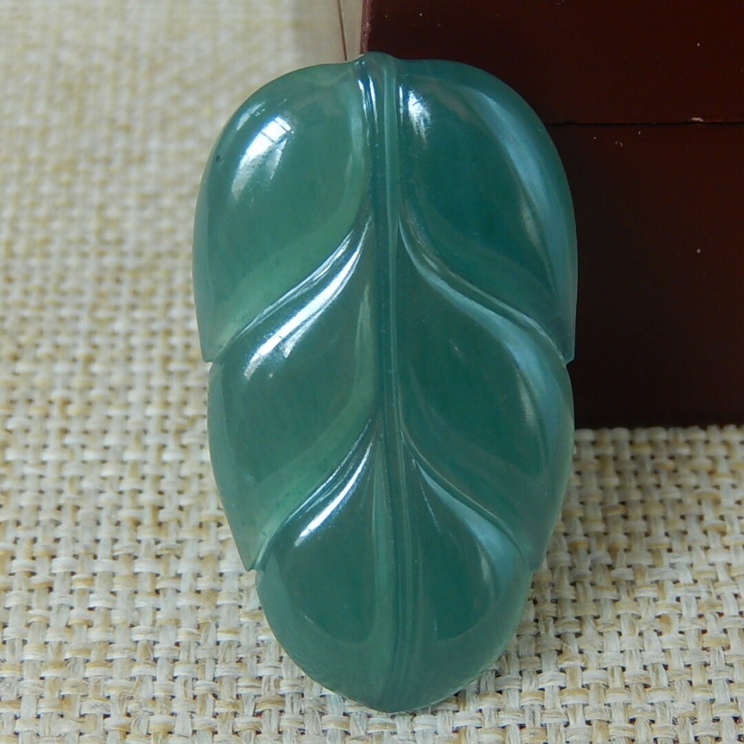 正品天然A货翡翠原石半明料玉石毛料冰糯种蓝水叶子挂件吊坠K9551