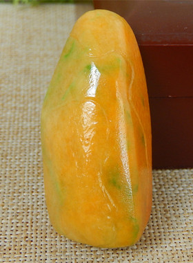 缅甸A货翡翠原石半明料玉石毛料老坑大马坎黄加绿边角料挂件K2393