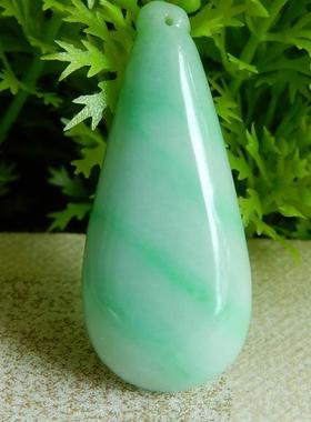 缅甸天然A货翡翠成品原石半明料玉石毛料冰糯种飘绿福瓜挂件D2912