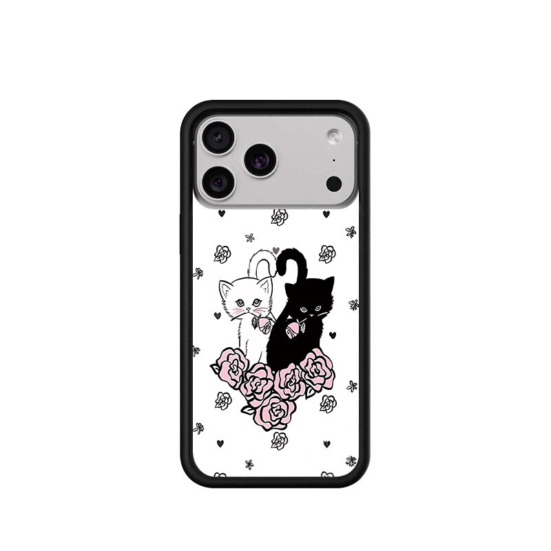 WF手机壳黑白小猫唇印适用苹果17Promax手机壳iphone16/15/14/13/12/Pro/Max可爱防摔保护套欧美复古风明星