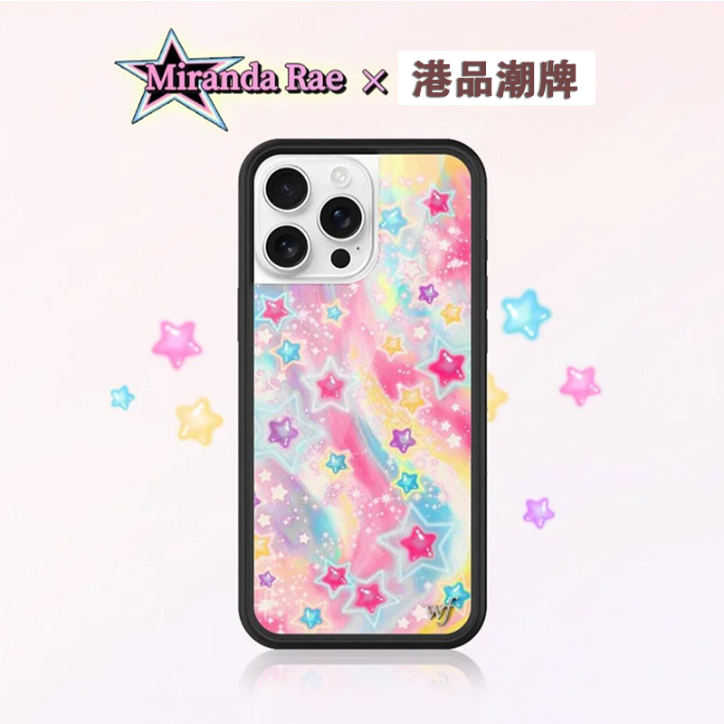 欧美flow联名Miranda Rae七彩流星苹果16Pro适用iPhone15/14/13/12/Pro/Max/Plus手机壳防摔欧美时尚wf硬壳17