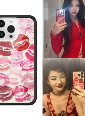 wf手机壳黄饱饱同款Kensington时尚唇印手机壳适用iPhone15/14/13ProMax/plus苹果16Pro欧美时尚防摔保护套17