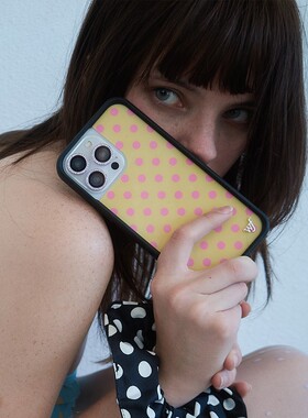 欧美野花手机壳Polka Dots满屏黑白/棕色/黄色波点适用iPhone15/14/13ProMax苹果16ProWF欧美12防摔保护17马
