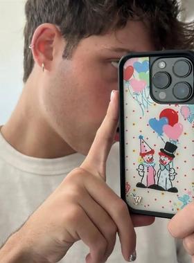 WF手机壳小丑爱心气球Clown欢乐派对适用iphone16苹果17promax/15/14/13pro/max/plus欧美17防摔wf保护套