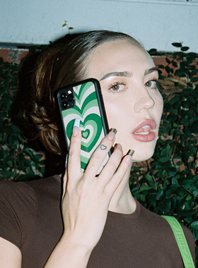 欧美f联名Matcha Love 绿色抹茶爱心苹果15适用iPhone14/13ProMax手机壳全包防摔夏日12防摔WF保护套17/16