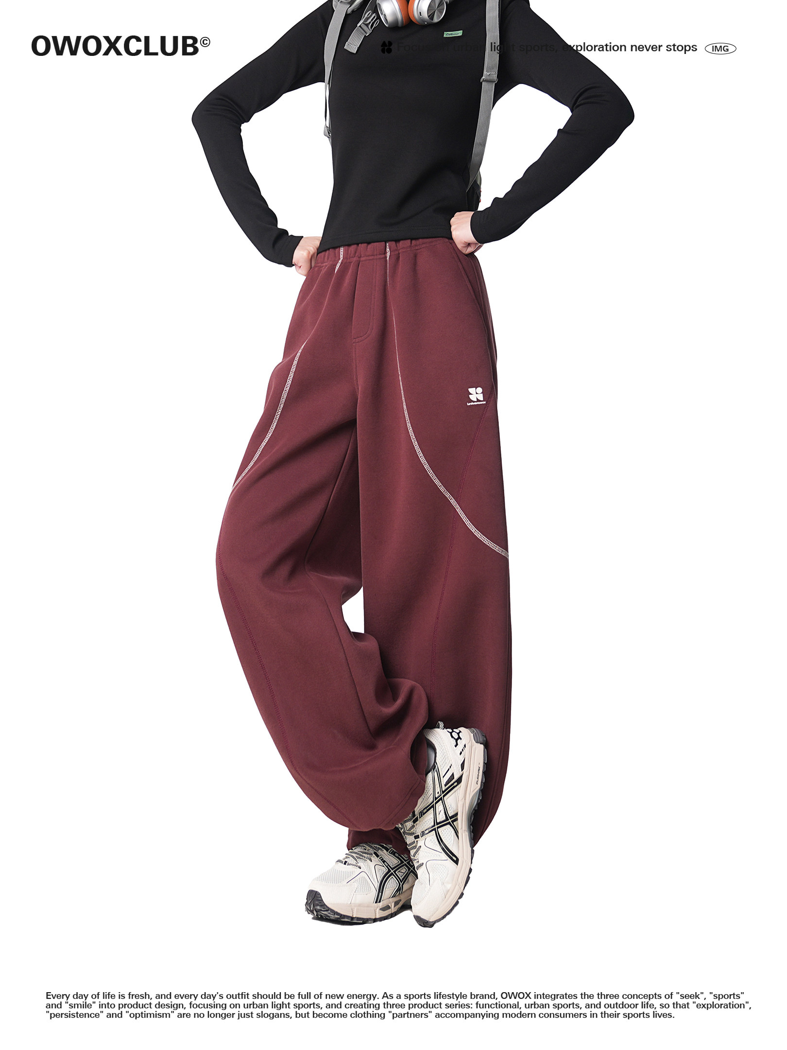 Owox Outdoor Design Hasselblad Color-Blocking Sports Pants for Women, Autumn Straight-Leg Loose Casual Scimitar Pants