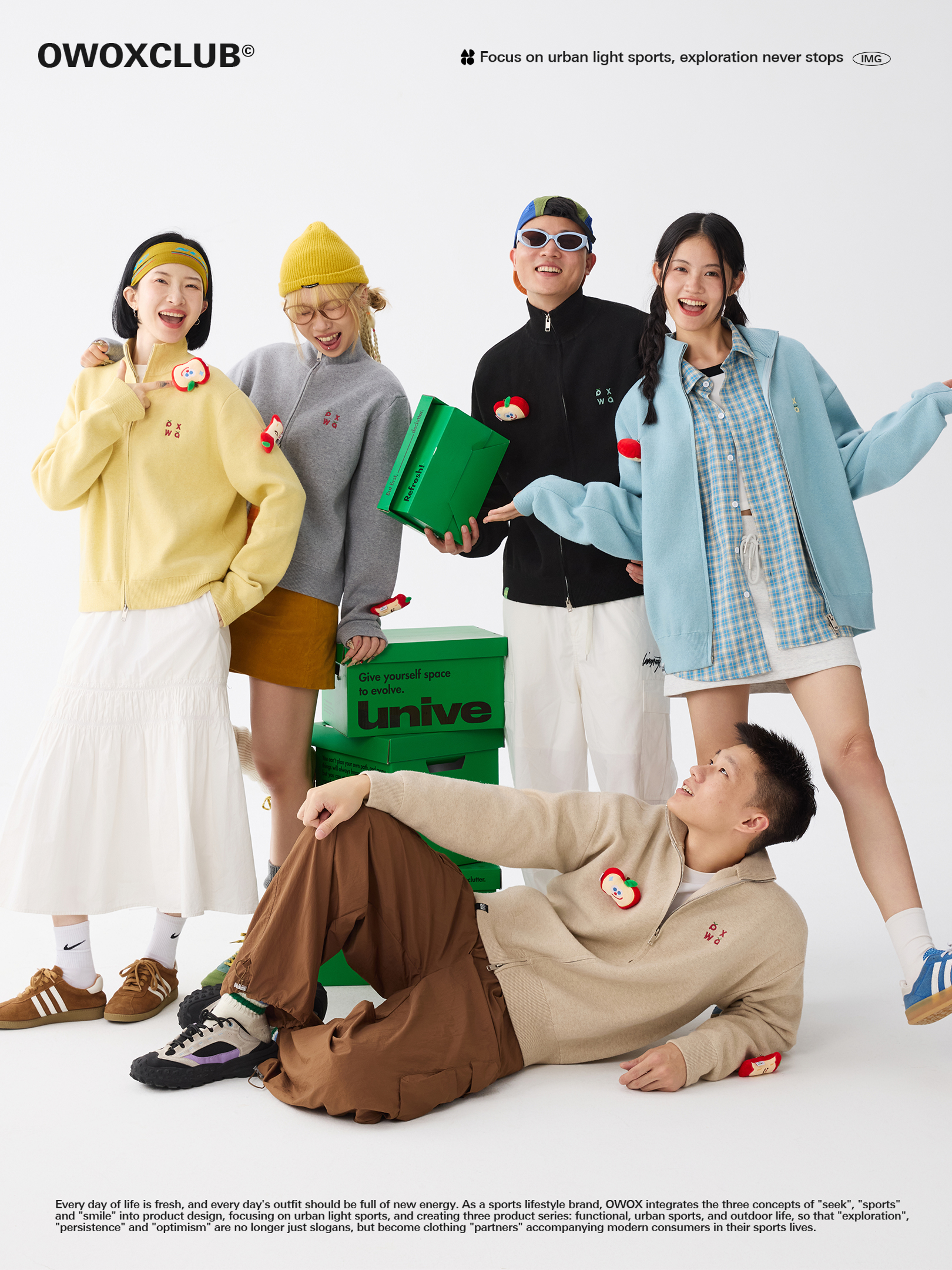 Detachable Fun Apple Doll Stand-Up Collar Knitted Cardigan Autumn Couple Outfit Cute Sweater Coat