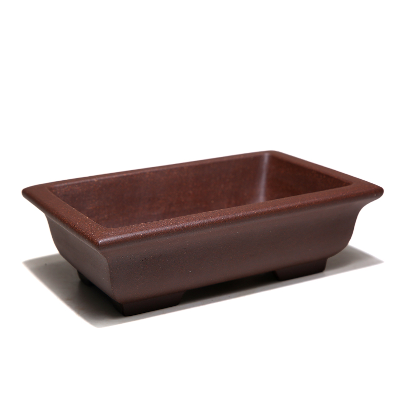 〔长青〕宜兴紫砂古典小号菖蒲多肉小万象盆微盆景紫泥素面长方盆