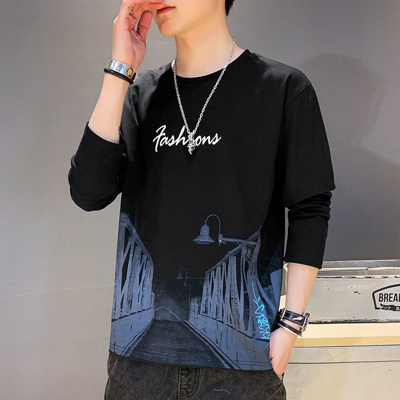 长袖T恤男士新款2022男生内搭潮流ins休闲圆领秋衣打底衫时尚衣服在类目 男装, T恤中 - 来自Buy2taobao.com提供专业的淘宝代购服务