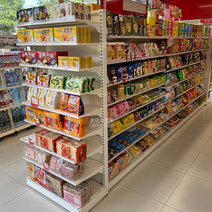 便利店货架美宜佳6.0白色端头架中岛双面靠墙单面挂钩展示陈列架