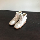 女2024白色增高显瘦休闲德训 真皮厚芯隐形内高帮鞋 复古款 小白鞋