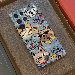 s21 s22 A53个性 s24 保护套 A54 硬壳s23 note20ultra 牛仔boys适用三星s23ultra手机壳菲林全包边s22 s21u