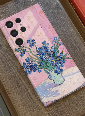 蓝色花适用三星s25ultra手机壳菲林全包边s23ultra/s24+硬壳s23+/s22plus/s24ultra/A54/A53个性保护套