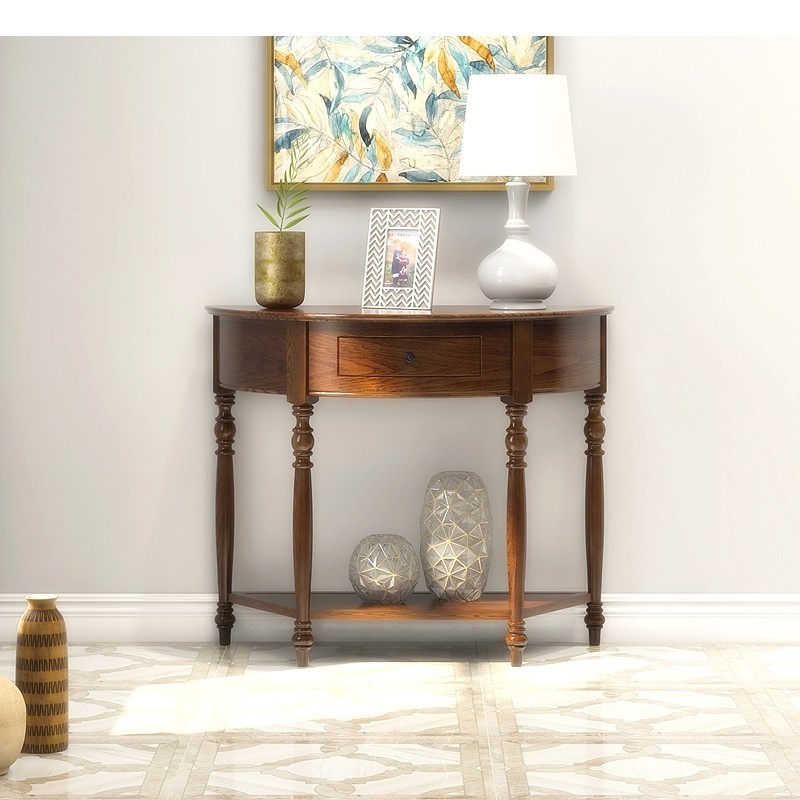 那帕简约美式英式乡村田园复古风格全实木原木玄关桌台门客厅家具