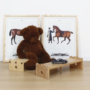 那帕设计师风格 素全实木进口白蜡木显示器增高架化妆品搁架 复古元