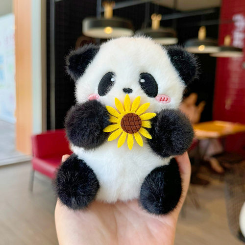 抱竹吃竹熊猫花花毛绒玩偶