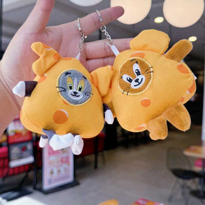芝士猫和老鼠汤姆杰瑞奶酪挂饰毛绒玩具公仔包包咪挂件钥匙扣