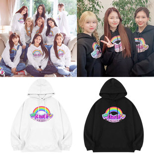 NiziU综艺We NiziU!TV同款卫衣服印花套头连帽衫加绒薄秋冬季外套