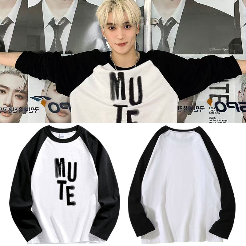 NCT1272024郑在玹FM演唱会MUTE周边同款长袖T恤插肩长袖纯棉衣服