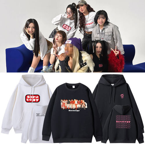 TWICE2024日专STRATEGY快闪周边同款衣服印花套头连帽衫加绒秋冬