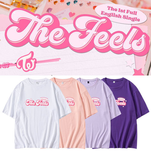 twice组合专TheFeels周边印花同款短袖T恤宽松落肩印花打歌服