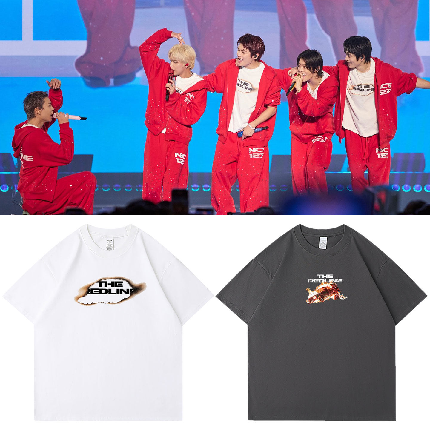 NCT127五巡演唱会TheREDLINE周边自制印花衣服同款短袖T体恤纯棉