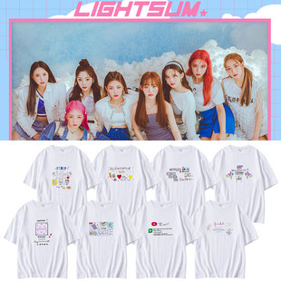LIGHTSUM组合出道专成员手绘涂鸦印花周边同款短袖T恤宽松纯棉