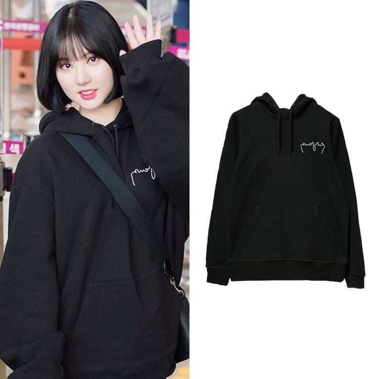 gfriend ive银河丁恩妃机场街拍衣服同款卫衣印花连帽衫男女加绒