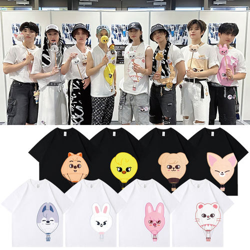 StrayKids2023日巡演唱会5STAR周边同款短袖t恤宽松印花打歌衣服