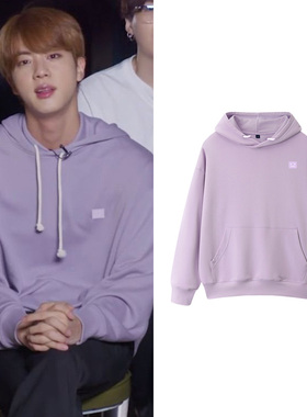 防弹金硕珍衣服同款卫衣香芋紫色套头连帽衫男女秋冬外套