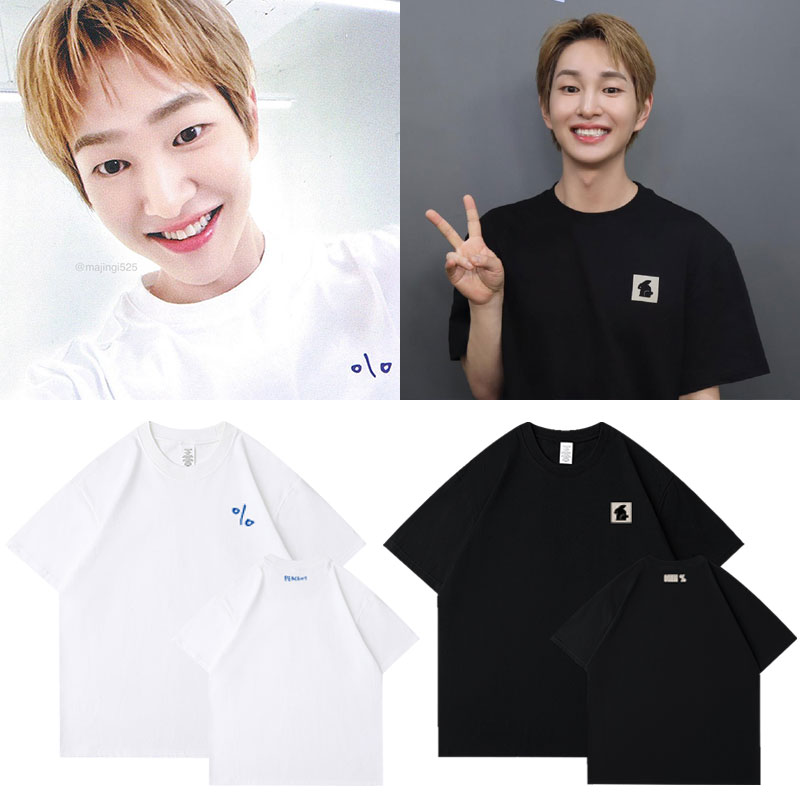 SHINee温流PERCENT快闪周边ONEW衣服同款短袖T恤纯棉印花男女上衣