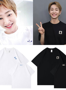 SHINee温流PERCENT快闪周边ONEW衣服同款短袖T恤纯棉印花男女上衣