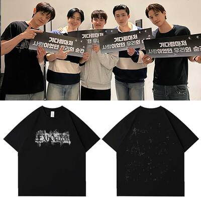 EXO六巡演唱会PLANET6 EXhOrizon周边同款短袖T恤纯棉印花上衣服
