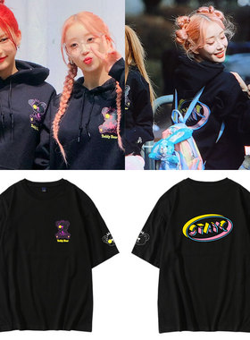 STAYC专TeddyBear周边打歌衣服同款宽松落肩印花短袖体T恤纯棉