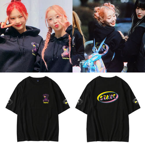 STAYC专TeddyBear周边打歌衣服同款宽松落肩印花短袖体T恤纯棉