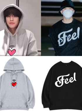 StrayKids徐彰彬金昇玟街拍同款卫衣服连帽衫加绒薄秋冬休闲外套