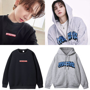 BOYNEXTDOOR联名周边同款衣服宽松印花连帽衫春秋季内搭外穿卫衣