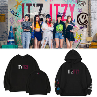 ITZY专IT'z ITZY周边印花同款卫衣服套头连帽衫加绒薄秋冬外套