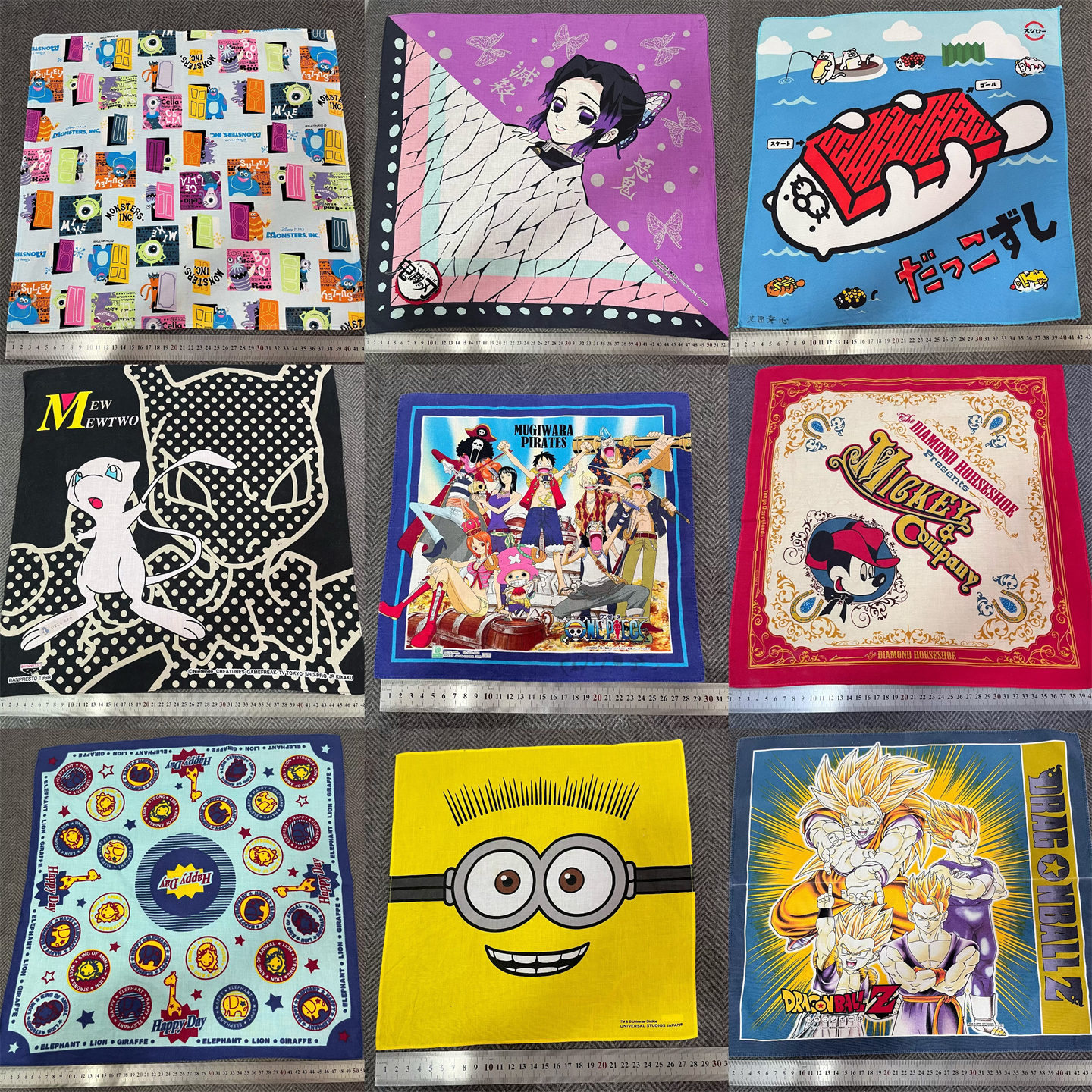 vintage卡通方巾动漫可爱手帕