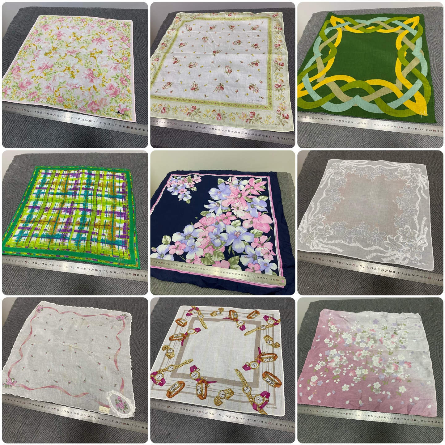vingta中古方巾纯棉复古印花领巾