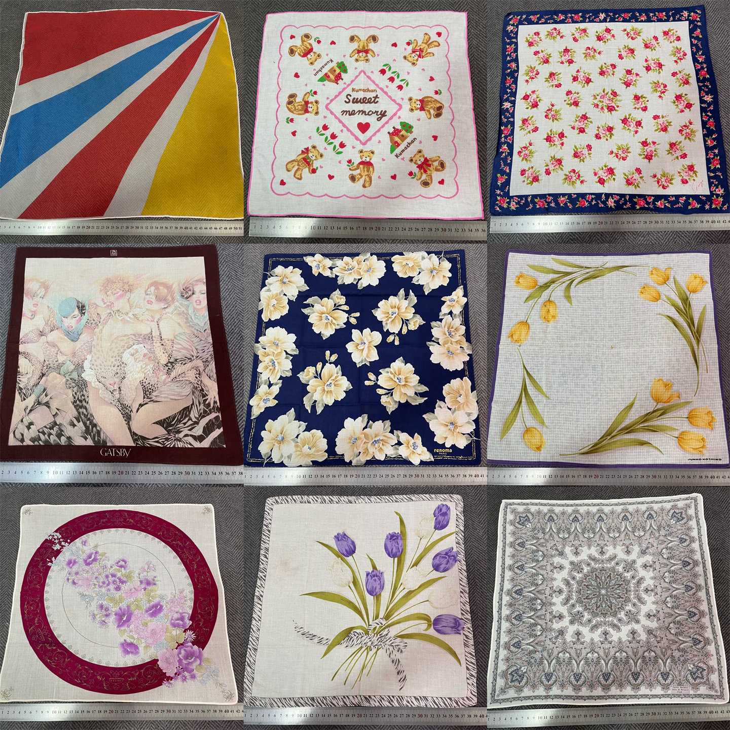 vintage中古轻奢大牌方巾纯棉日系孤品精美复古文艺印花领巾头巾