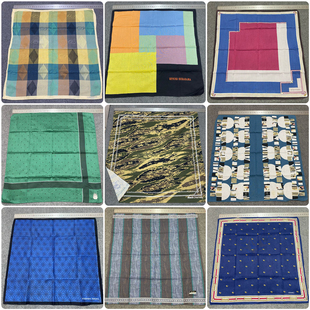 vintage方巾纯棉男士复古文艺老钱风领巾格子斜纹英伦风口袋巾